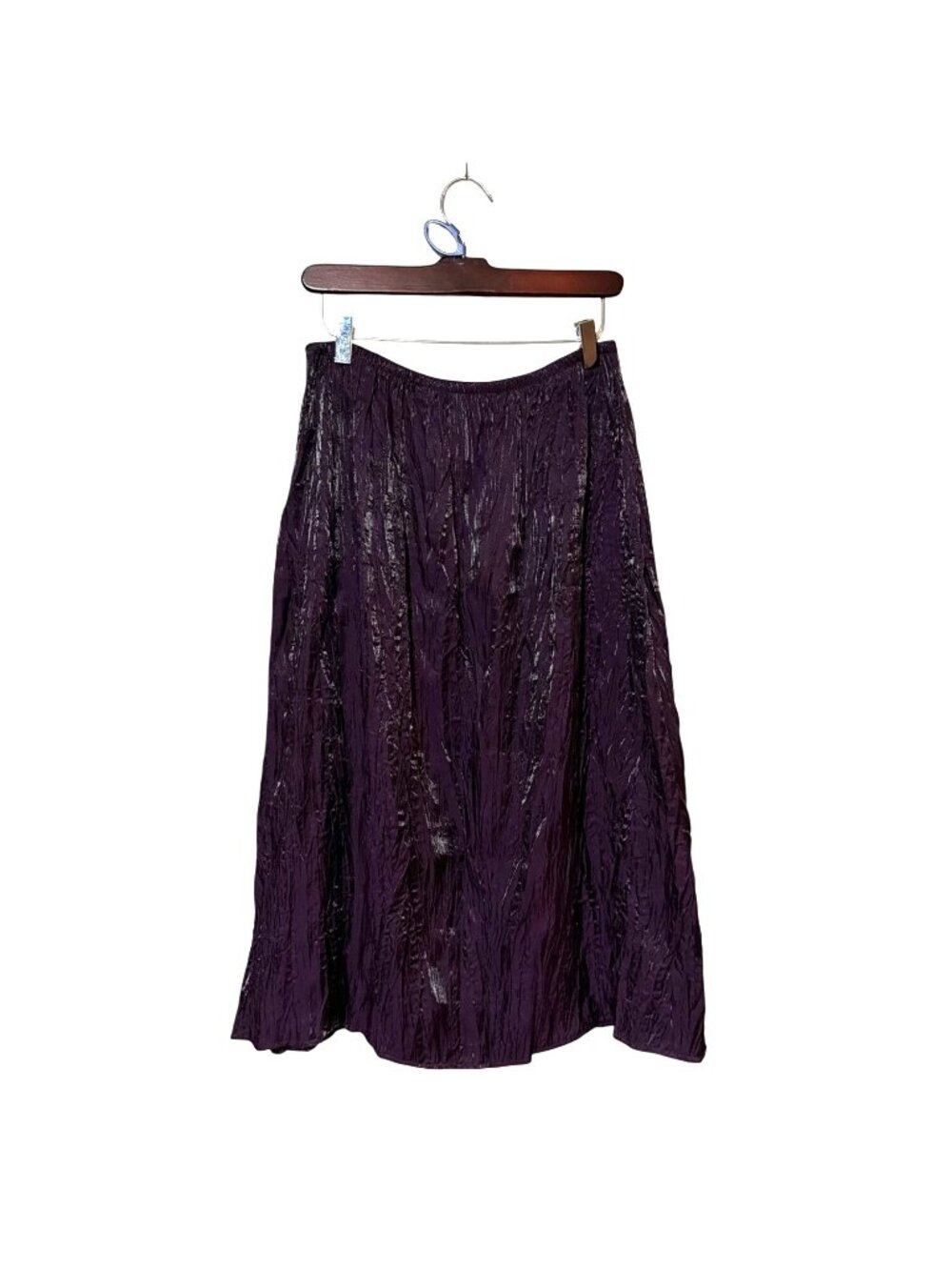 Purple‎ Crinkle Midi Skirt 10P Elastic Waist  Whimstgoth Romantic Boho Hippie